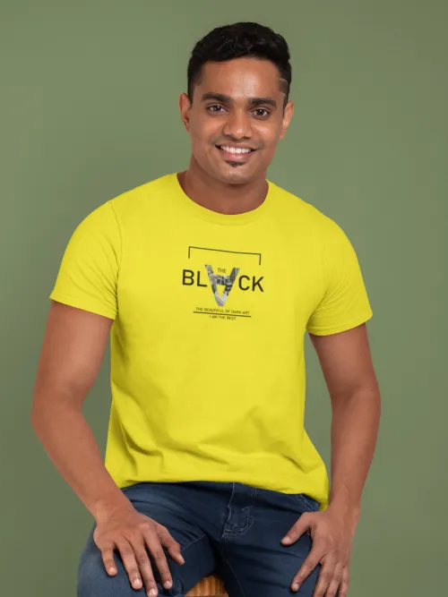 Yellow Men T-shirt - Black Print